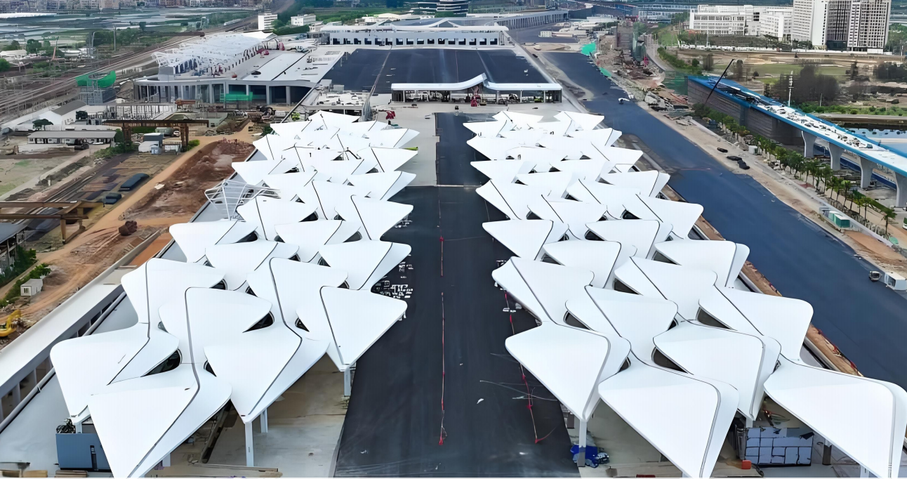 海天之间，膜韵新生！长江智联以PTFE/PVDF高端膜材，打造海口新海港口岸地标工程